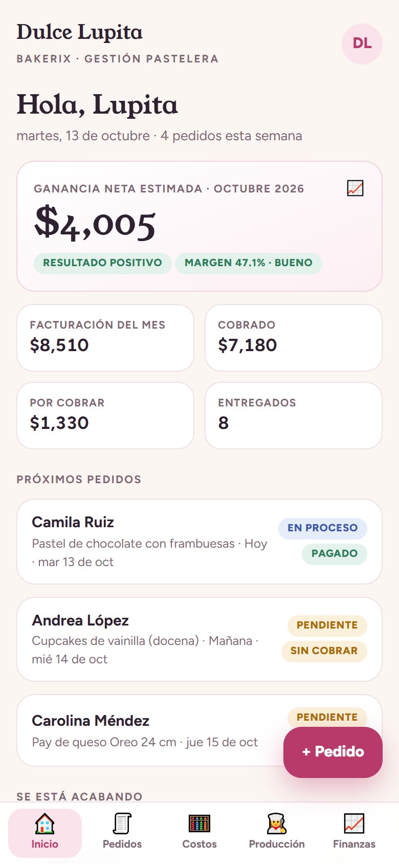 Pantalla de inicio de Bakerix